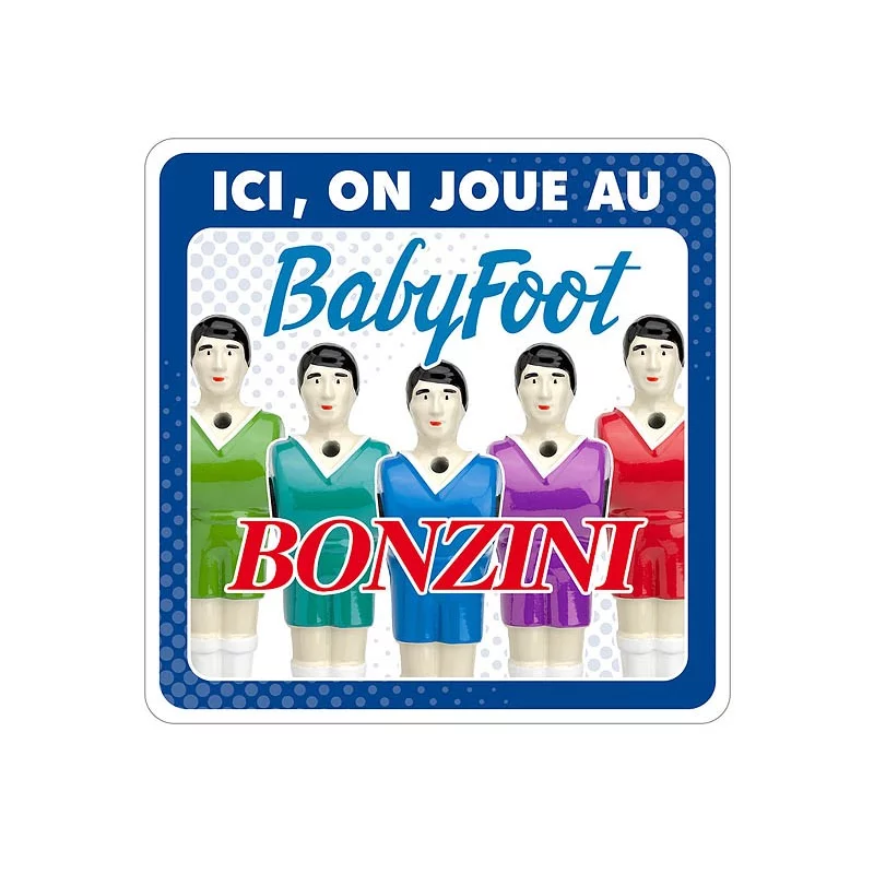 Sticker « ici, on joue au babyfoot Bonzini » - un joueur avec balle et B60  – 20